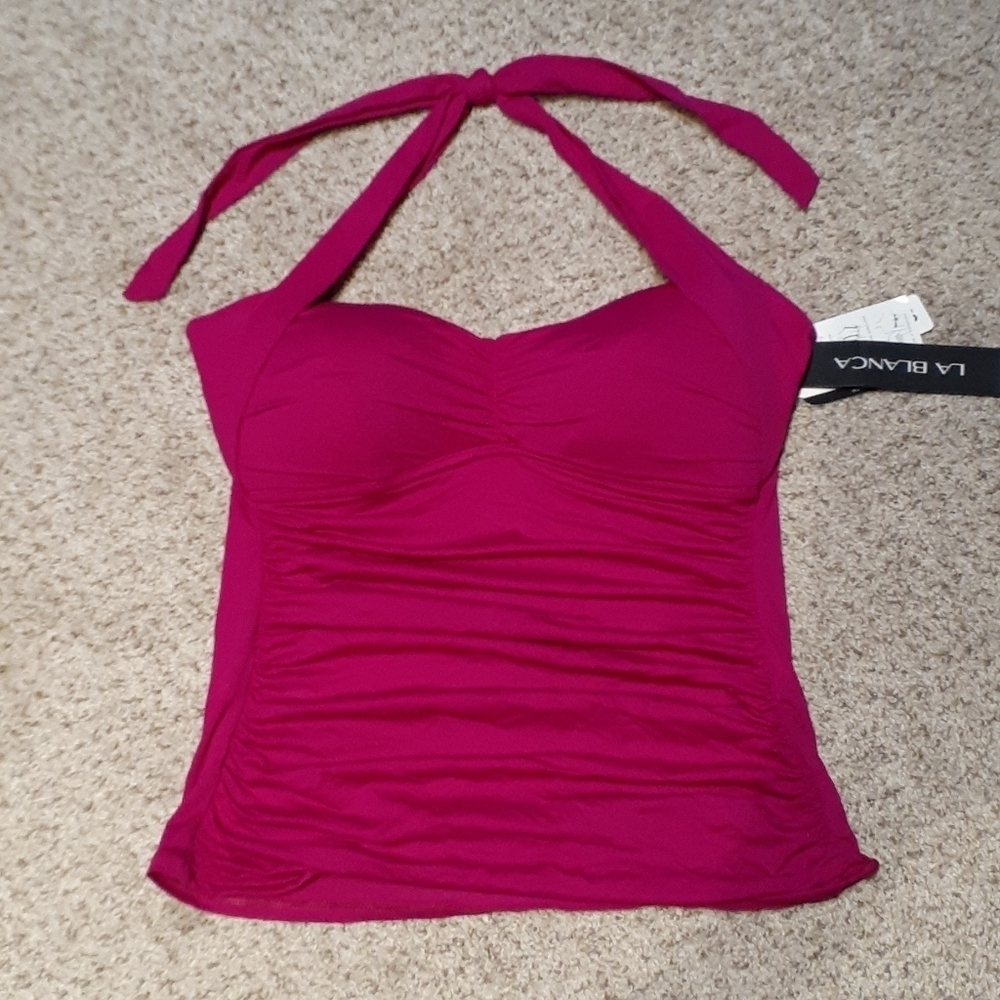 LA BLANCA fuscia 8 strapless tankini, $89 NWT